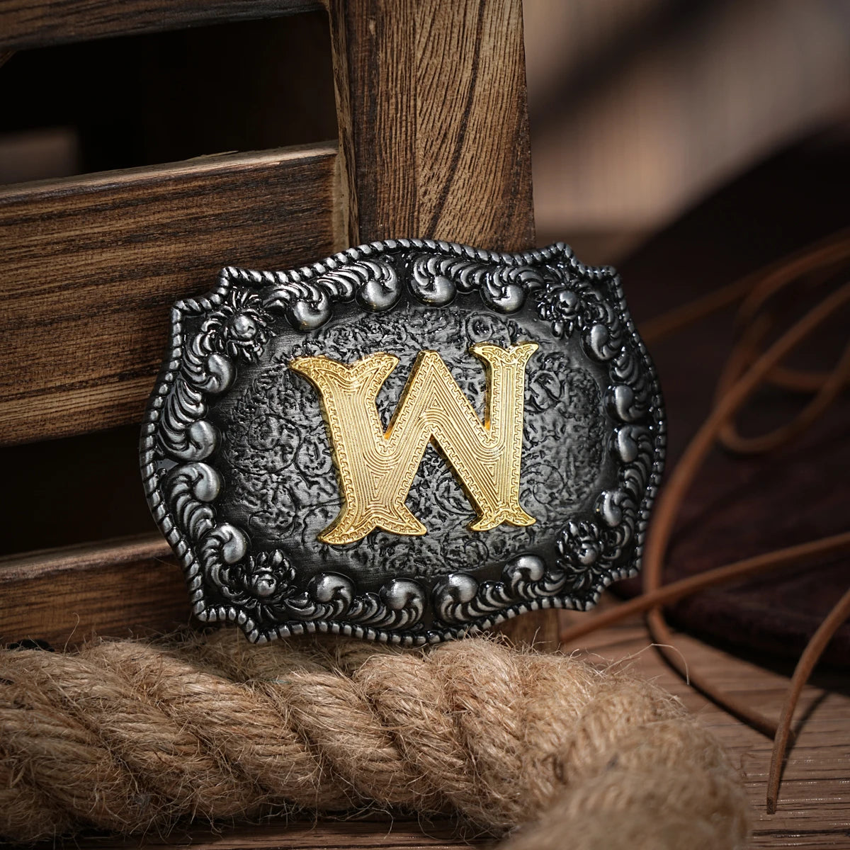 Western Belt Buckle Initial Letters ABCDEFG to Y-Cowboy Rodeo Silver Large Belt Buckle for Men Women