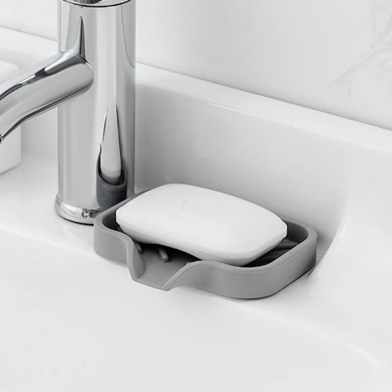 Sink Silicone Tray With Drain Soap Sponge Storage Holder Countertop Sink Scrubber Brush Soap Storage Rack Kitchen Organizer