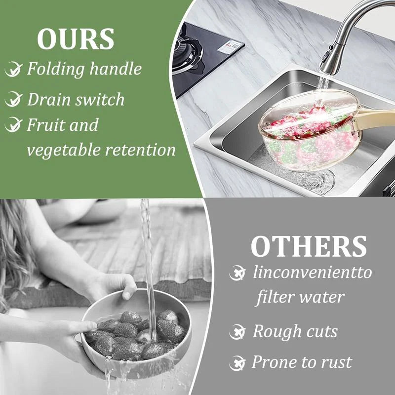 Kitchen Colander Storage Basket Multifunctional Fruit Vegetable Washing Bowl with Strainer Lid And Handle Fruit Storage Containe