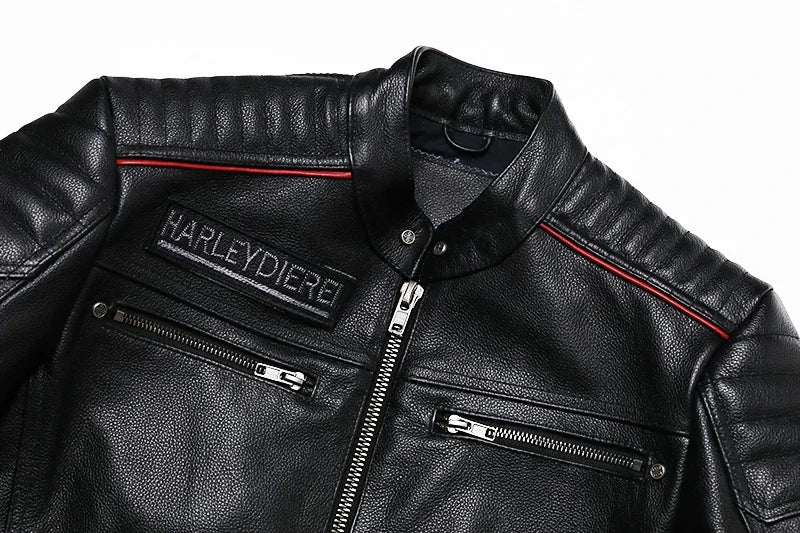 2025 New Embroidery Skull Fashion Genuine Leather Jacket Men's Natural Cowhide Motorcycle Jacket Slim Moto Coat Size S-6XL