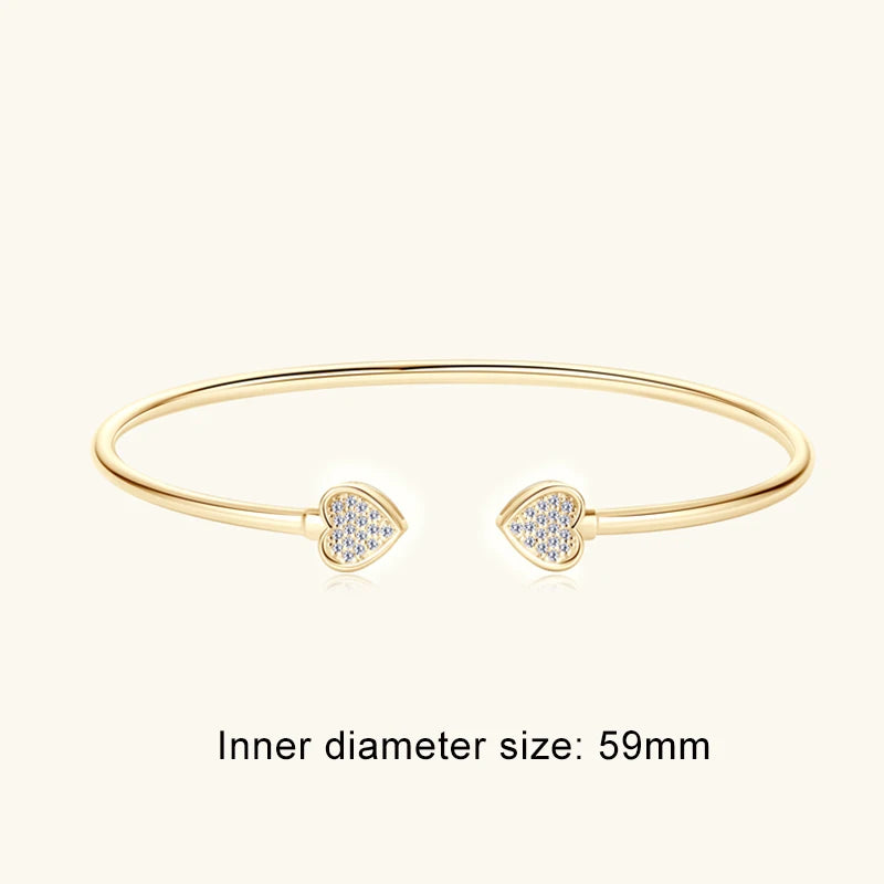 Lnngy Sparkling Moissanite Bracelets For Women Girl Original and Pure 925 Sterling Silver Cuff Bracelet Open Wrist Jewelry Gift