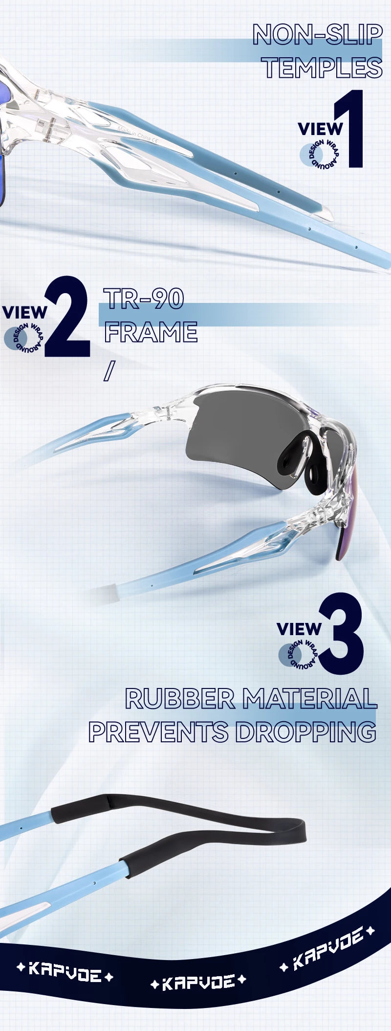 Kapvoe Men Outdoor Polarized Sunglasses Bicycle Cycling Glasses MTB Driving Bike Eyewear Women Sports Running UV400 Goggles New