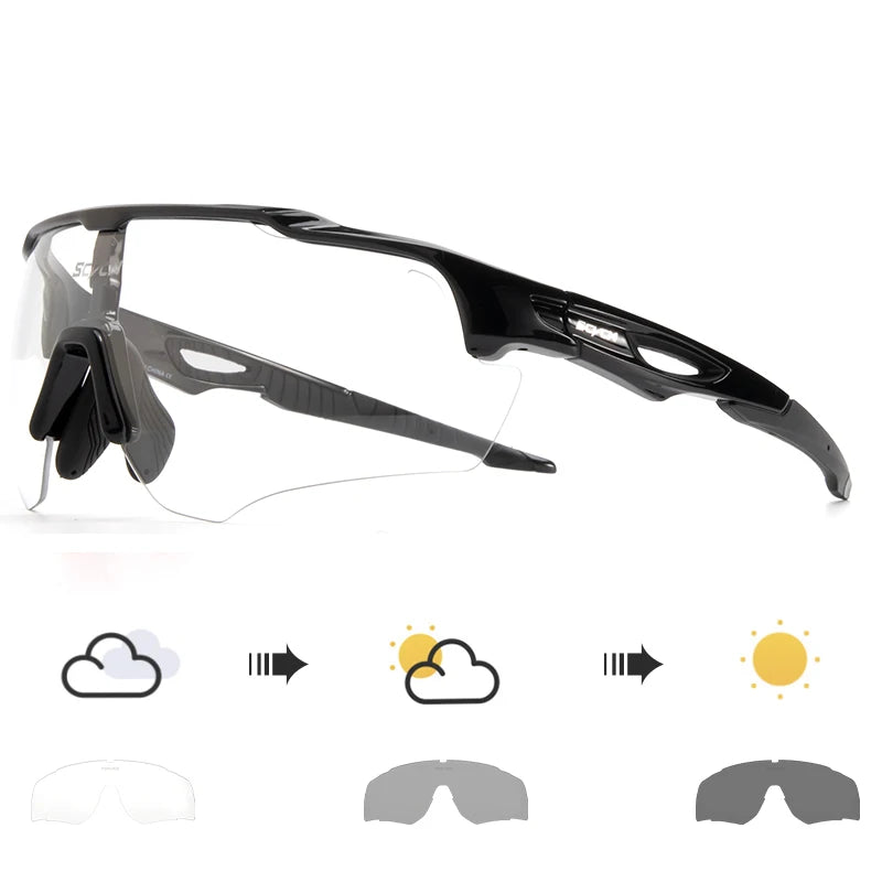SCVCN Photochromic Cycling Sunglasses MTB Cycle Eyewear Men's Sunglasses Sports Running Bicycle Glasses UV400 Protection Goggles