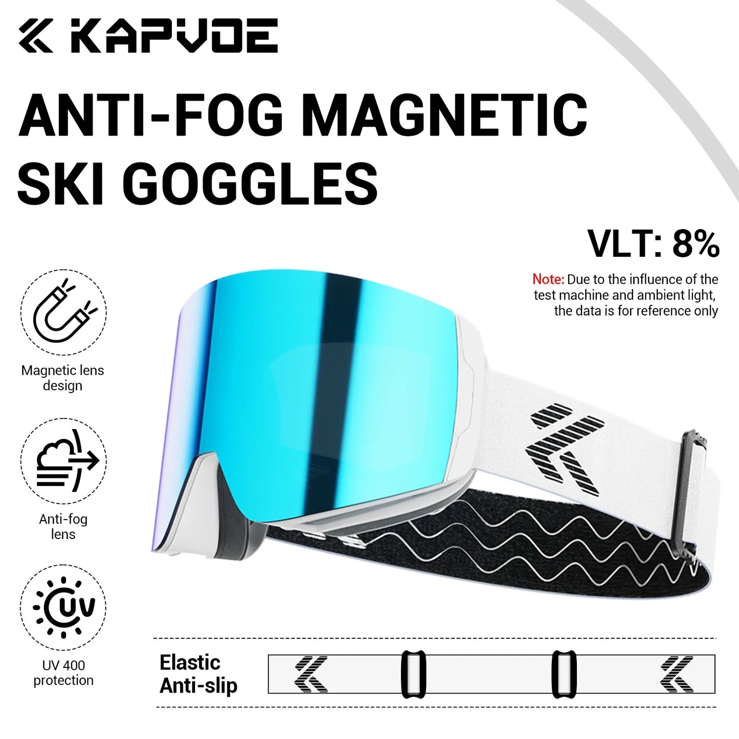 KAPVOE Winter Outdoor Ski Goggles Double Magnet Adsorpt Layers UV400 Anti-fog Coatings Snowmobile Snowboard Skiing Men Women