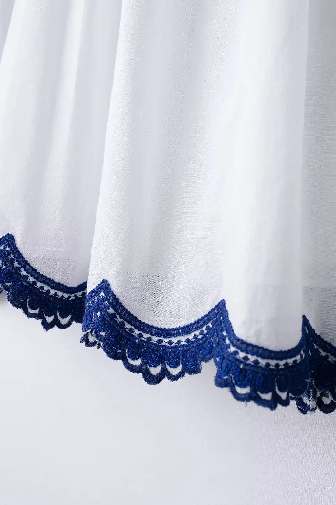 TRAFZA 2024 Women Skirt Set Blue Embroidery Three Quarter Bat Sleeve Shirt +Folds A Line Long Skirt Casual Loose Beach Holiday