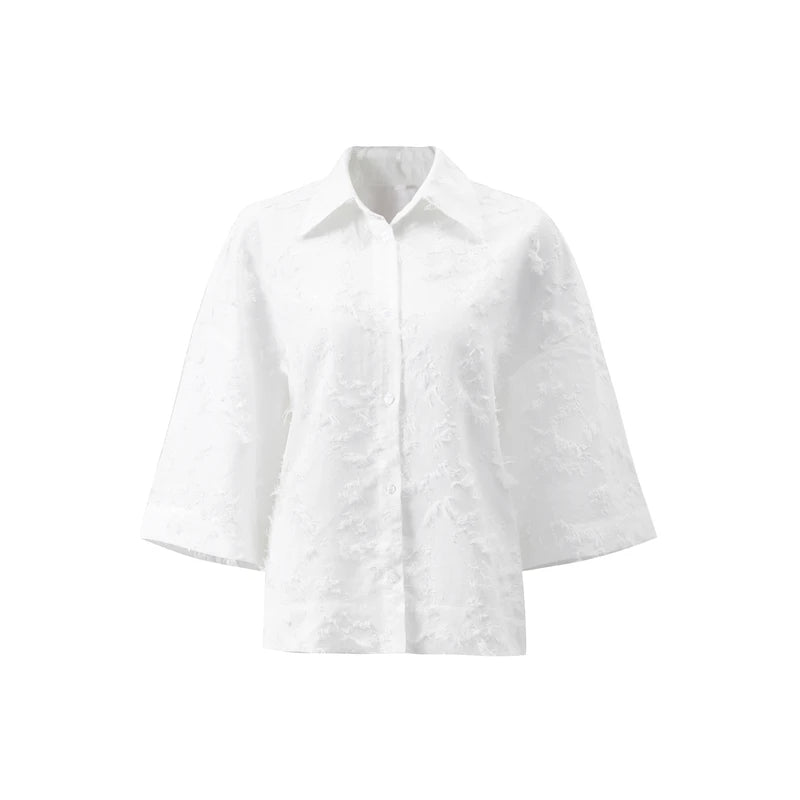 Street Shirt & Skirt Set – Women’s Turn-Down Collar Button Top with High Waist Pleated Skirt – Spring/Summer 2025