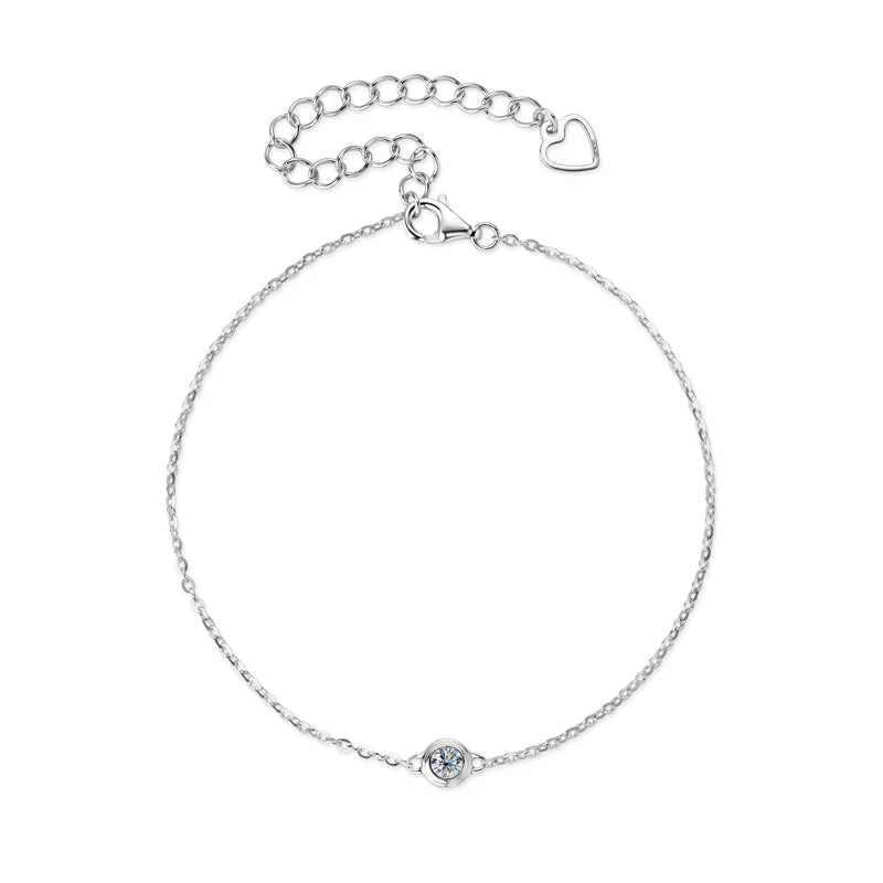 Lnngy 3mm Bezel Moissanite Bracelet Original And Pure 925 Sterling Silver Bracelets For Women Fashion Charm Wedding Jewelry Gift