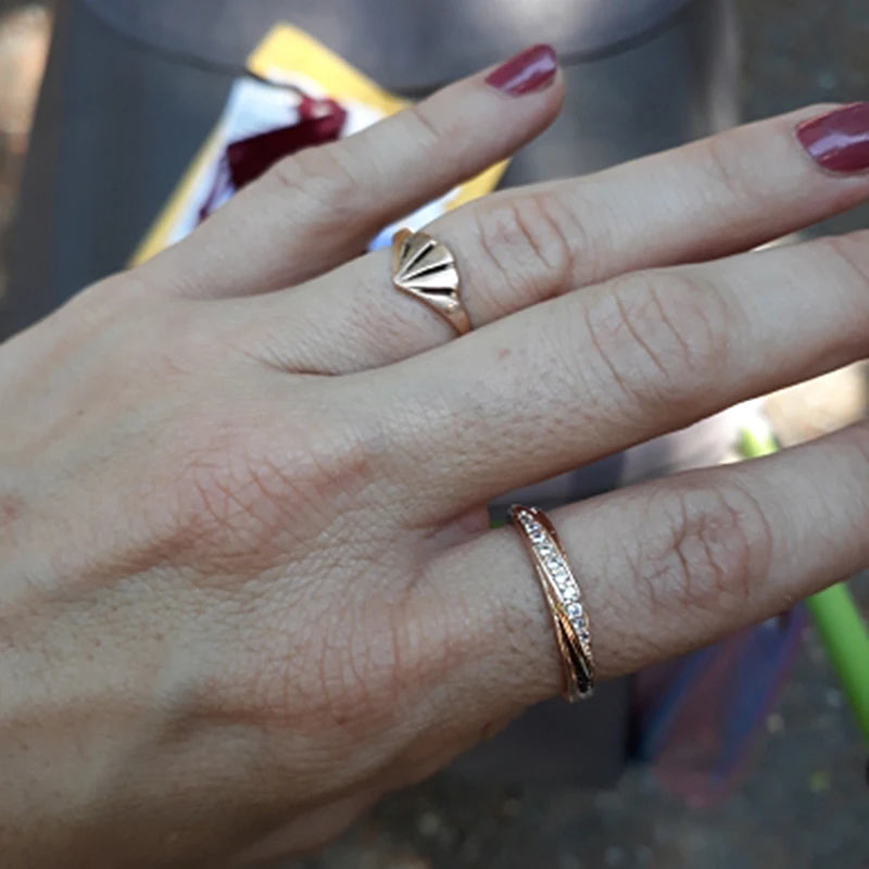 ZHOUYANG Wedding Ring For Women Lovers Simple Cubic Zirconia Rose Gold Color Fashion Jewelry ZYR314 ZYR317