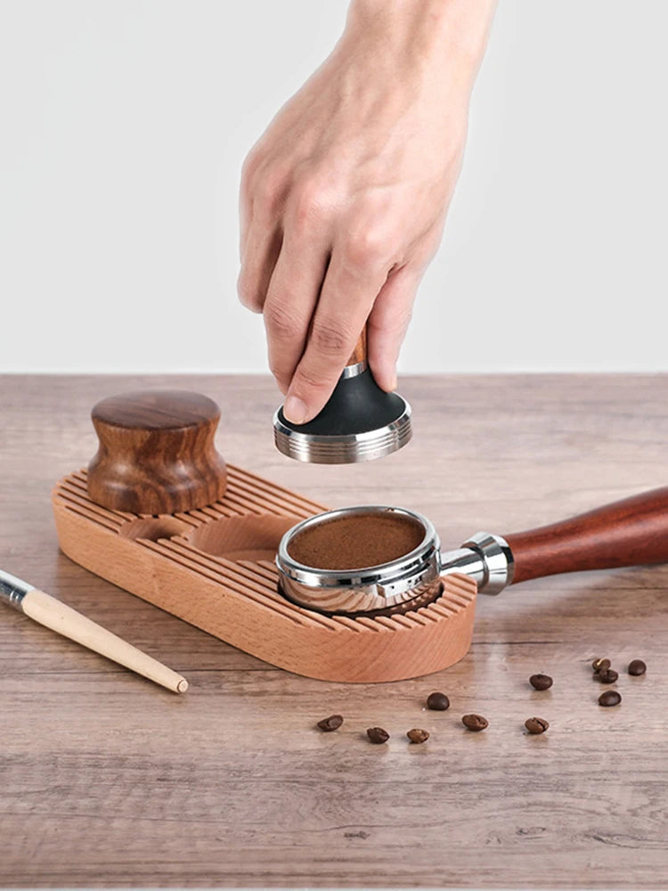 51/54/58MM Coffee Press Base Coffee Machine Handle Wooden Filling Seat Press Powder Seat Pad Cloth Powder Storage Base
