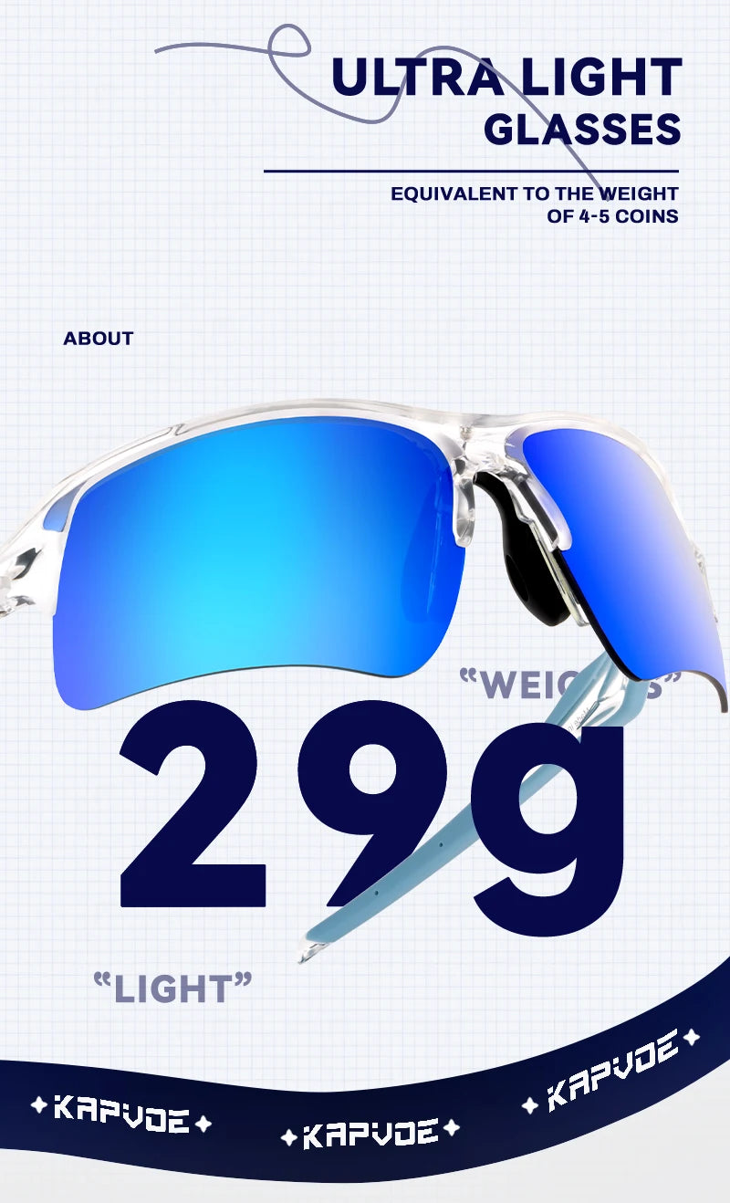 Kapvoe Men Outdoor Polarized Sunglasses Bicycle Cycling Glasses MTB Driving Bike Eyewear Women Sports Running UV400 Goggles New