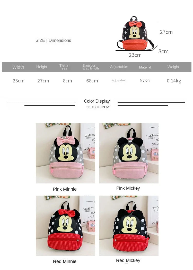 Cartoon Backpack For Baby Boys Girls Minnie Mickey Mouse Children Lovely Schoolbag Kindergarten Schoolbag Kids Gift