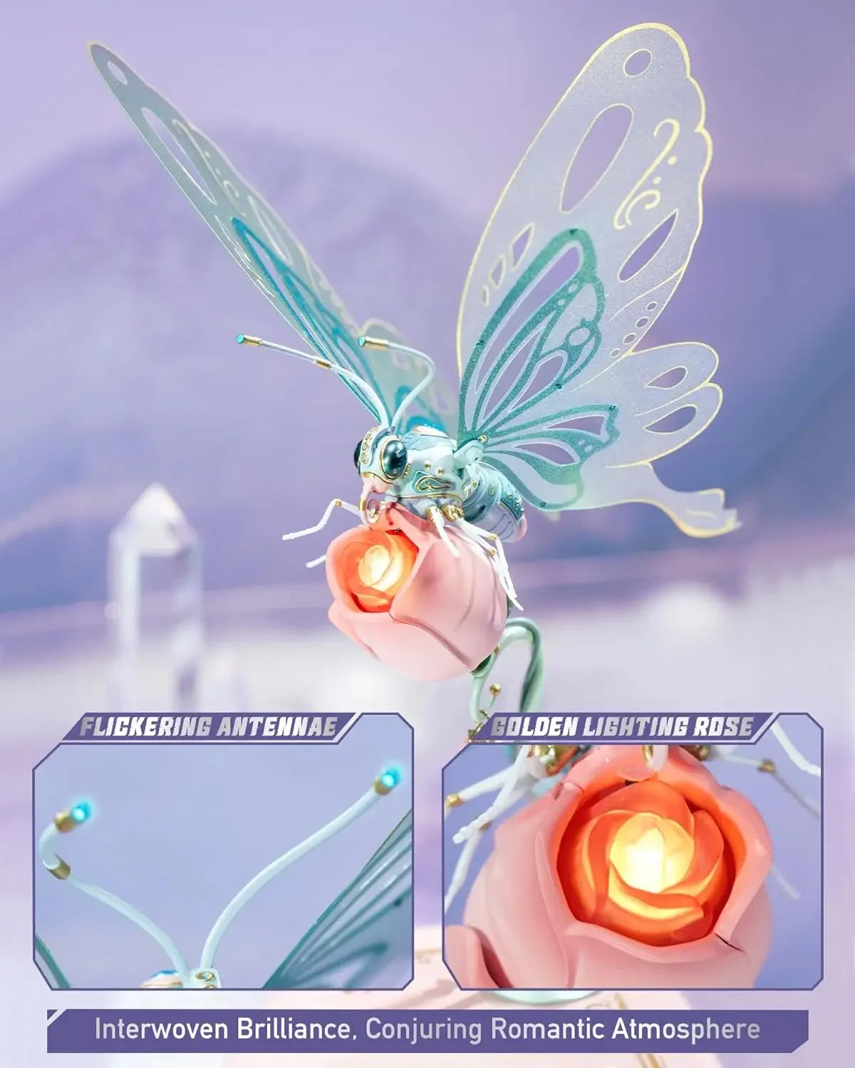 Robotime Rokr 3D Metal Puzzle Butterfly with LED Light of Industrial-style Building Block gift for Kids