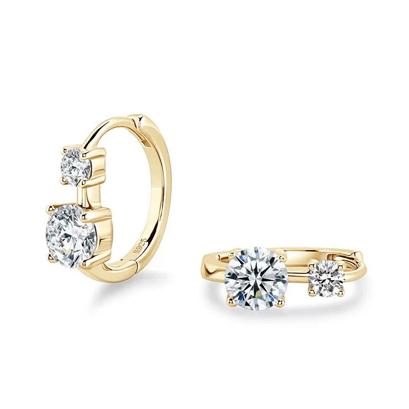 Lnngy 6.5mm Moissanite Earrings With Certificate Brinco Prata 925 Sterling Silver Hoop Earring For Women Korean Ear Jewerly