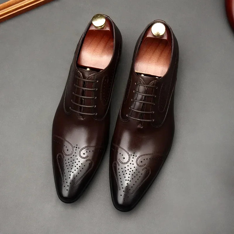 Handmade Mens Dress Shoes Luxury Genuine Leather High Quality