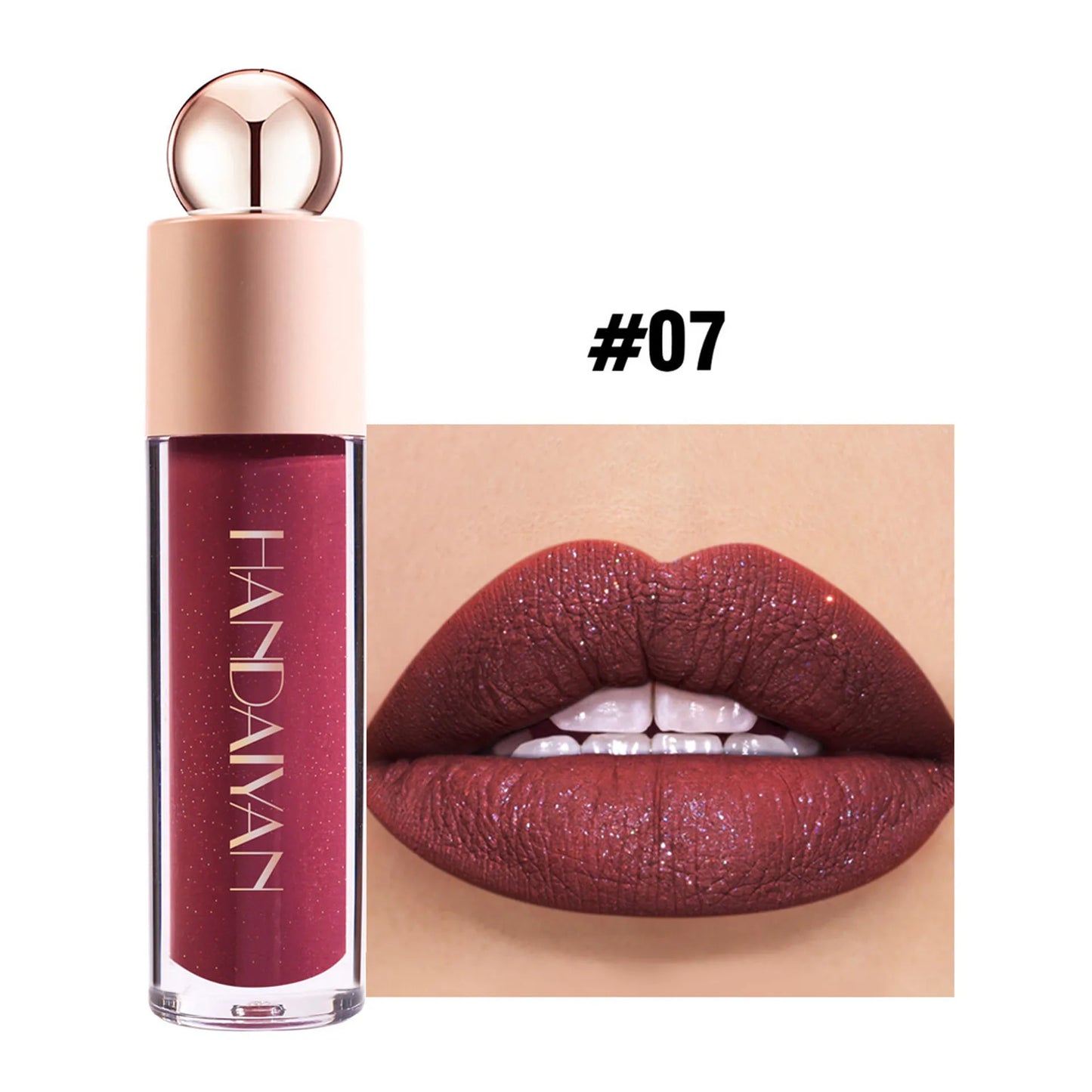 QIBEST Diamond Liquid Lipstick Moisturizing Lasting Purple Sparkling Waterproof Lip Gloss Matte Glitter Lipstick Korean Makeup