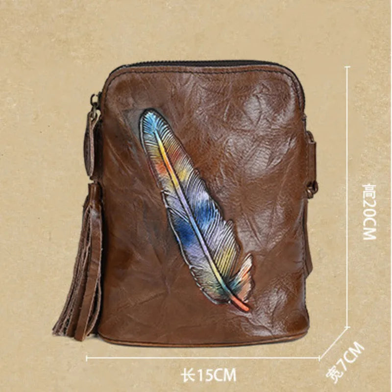 MOTAORA Women's Leather Crossbody Bag Retro Genuine Cowhide Phone Purse Small Soft Shoulder Bag Versatile Mobile Pouch 2025 NEW