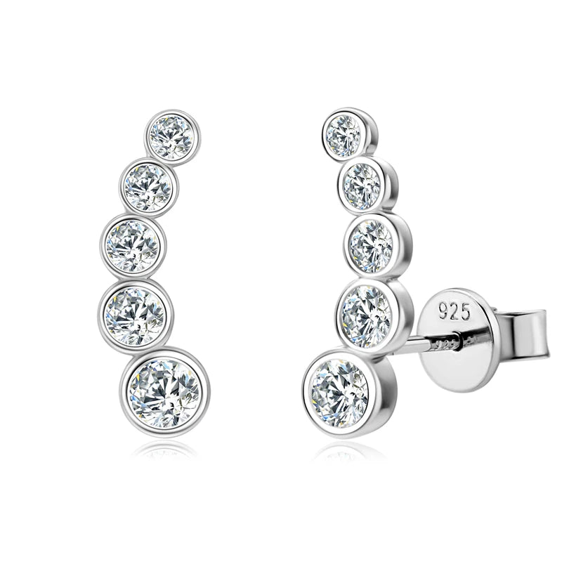 Lnngy GRA Certified Moissanite Stud Earring For Women Original 925 Sterling Silver Irregular Piercing Earring 2025 Hot Jewelry