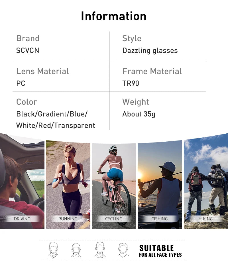 SCVCN Cycling Glasses Road Bike Eyewear Men Sports Eyewear Women Outdoor Goggles UV400 Bicycle Cycling Photochromic Sunglasses