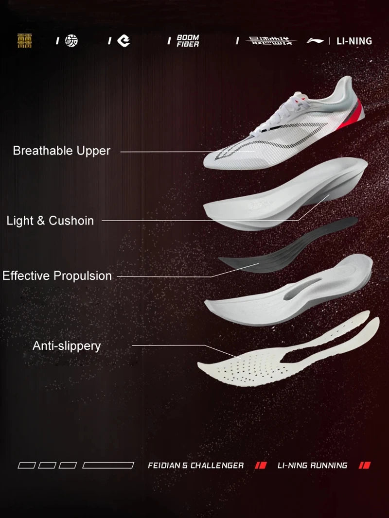 FEIDIAN 5 CHALLENGER Racing Running Shoes – Carbon-Fiber Plate, BOOM Cushion, Professional Women’s Sneakers