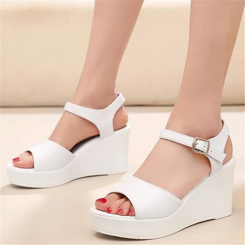 Women’s Genuine Leather wedges Sandals – Elegant Party Wear