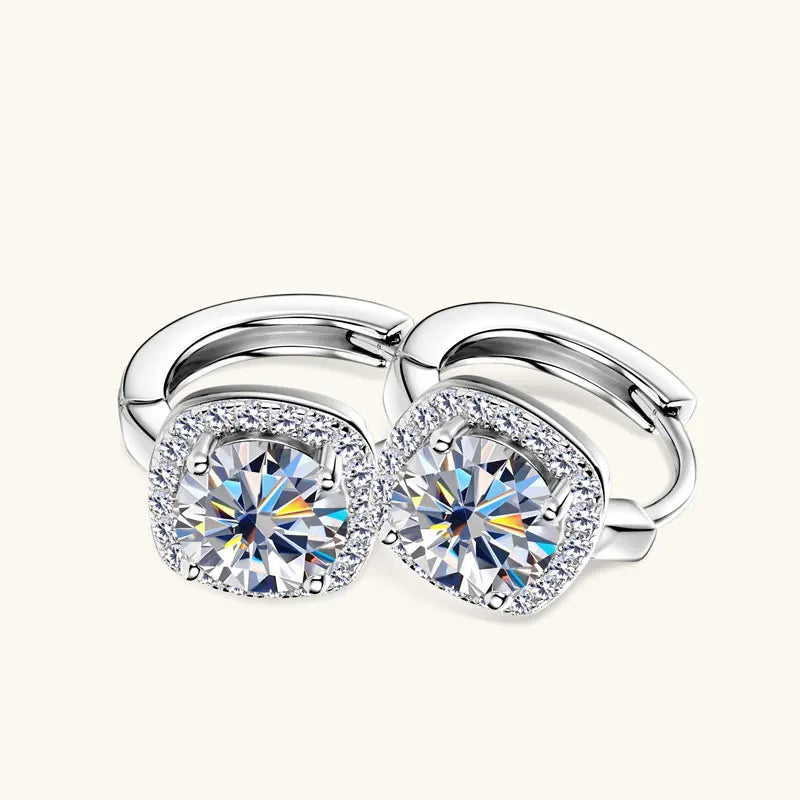 Lnngy 6.5mm Moissanite Earring With GRA Certificate 100% Real 925 Sterling Silver Hoop Earrings For Women Sparkling Jewelry Gift