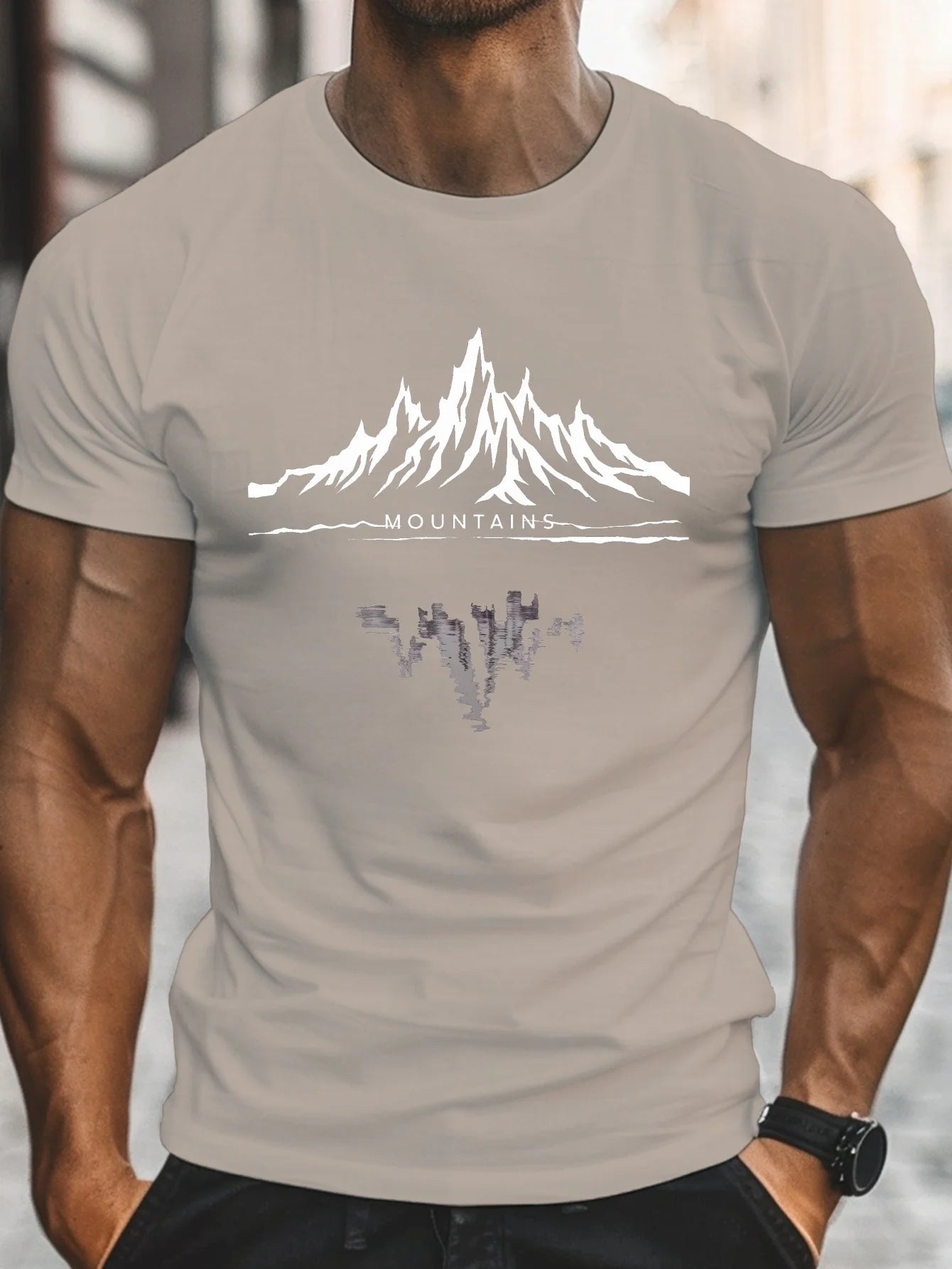 Men’s Summer 100% Cotton Casual T-Shirt Mountain Print | Loose Fit | Breathable Comfort