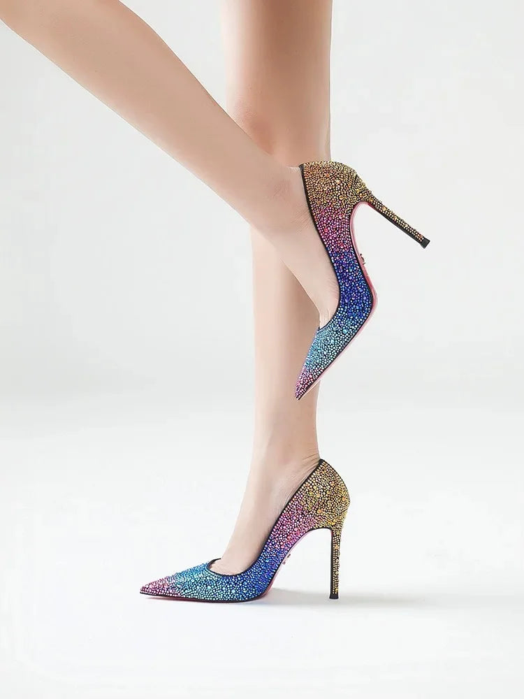 Full Diamond High Heel Pumps – Bling Rhinestone Stiletto Wedding Shoes