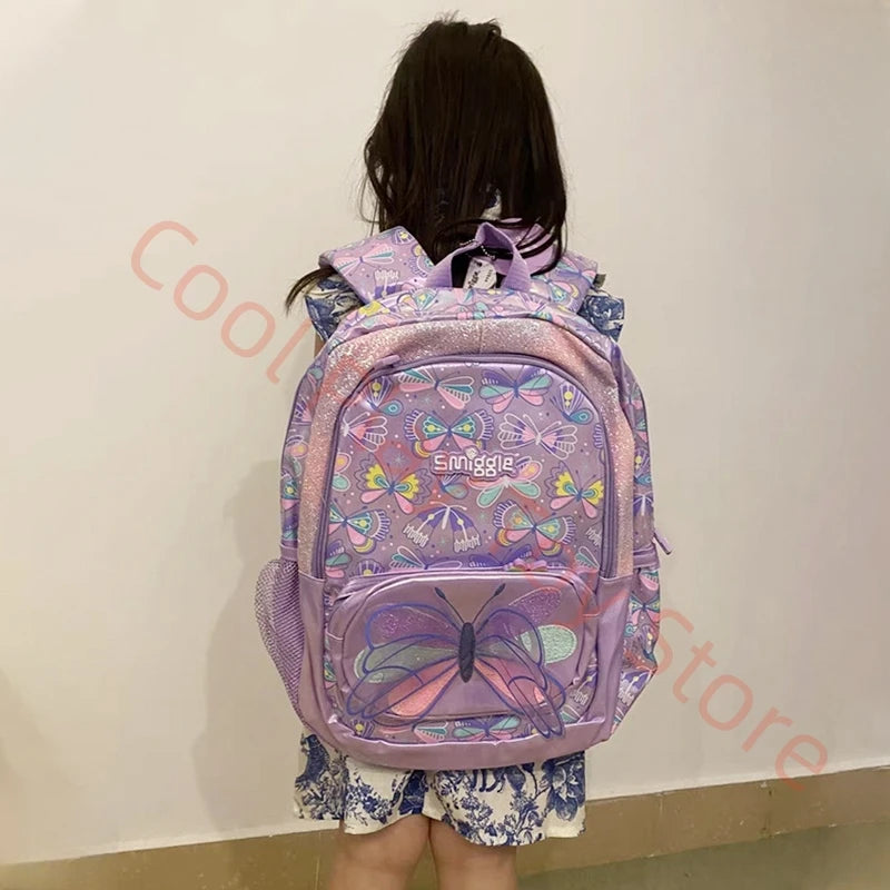 Smiggle Children School Supplies Butterfly Series School Bag Pencil Box Lunch Bag Water Cup Anime Backpack Student Gift