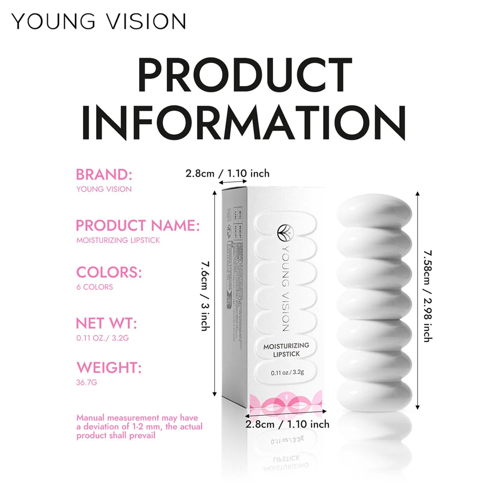 YOUNG VISION 6 Colors Fine Shimmer Nourishing Light Lipstick Long Lasting Colors Easy to Apply Lip Moisturizing Lipstick