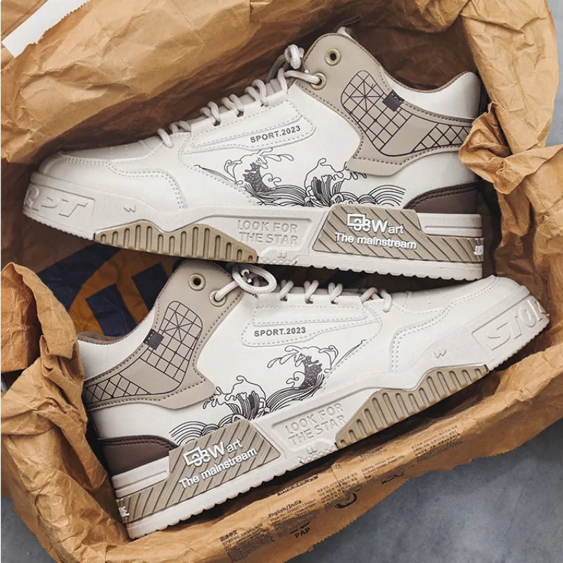 StridePro™ High-Top Leather Sneakers – Lightweight Breathable Casual Running Shoes