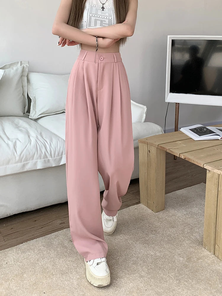 plus Size Women's Casual Wide Leg Pants High Waist Slimming Trousers Versatile Spring Faion Korean Sle Commute Pants