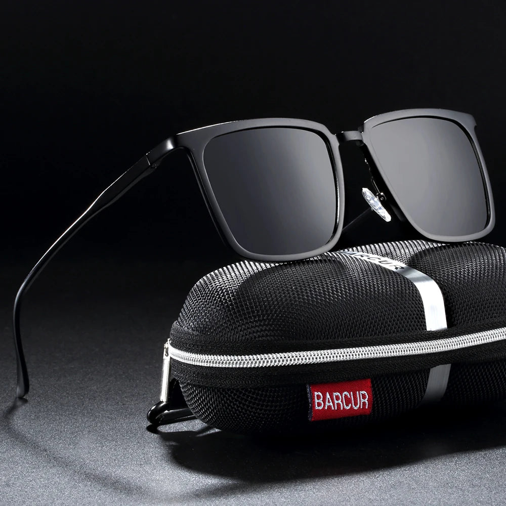 BARCUR Polarized Square Sunglasses for Men Aluminium Magnesium Sun glasses for women Gift with Box