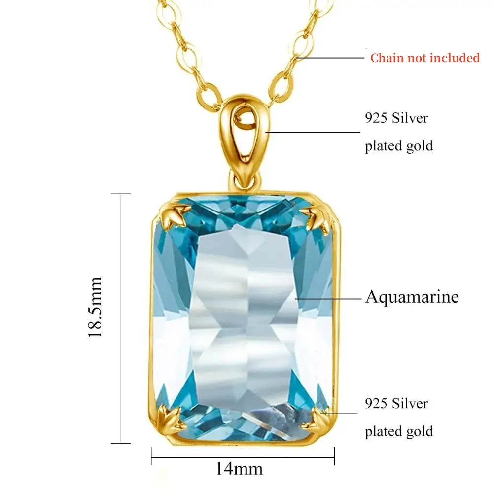 100% Real Silver 925 Necklace Pendant Aquamarine Women Jewelry Birthday Party Banquet Girl Accessories 2022 New Trendy
