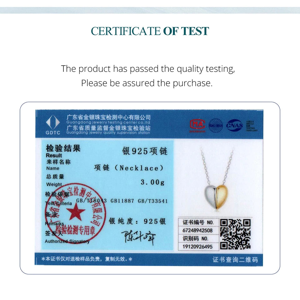 BAMOER Gold Plated Heart Pendant Necklace for Women, 925 Sterling Silver Couple Heart Fashion Waterproof Metal Daily Jewelry