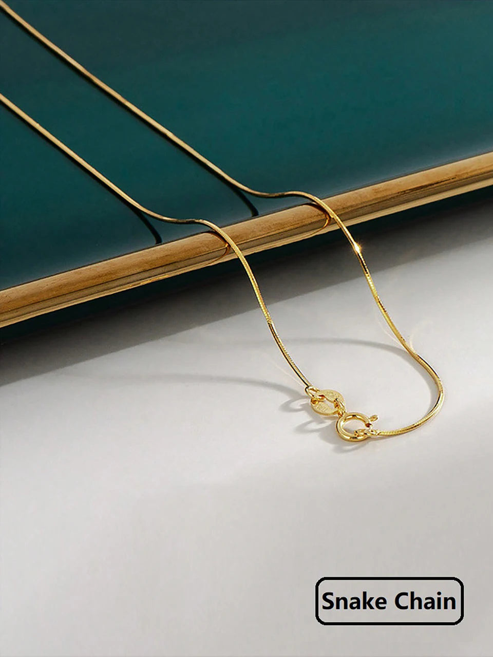 GRA 18K Gold Minimalist Box Snake Chain Necklace for Women Gift 40cm 45cm Choker Real 925 Sterling Silver Fashion Fine Jewelry