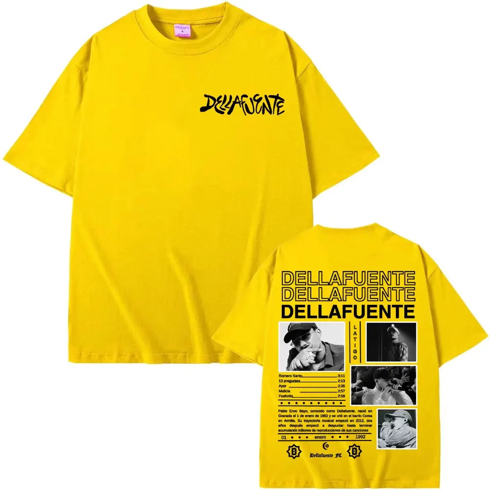 Rapper Dellafuente New Album 2025 Tour T-shirts Men Women Harajuku Gothic Hip Hop Punk T Shirt Fashion Casual T-shirt