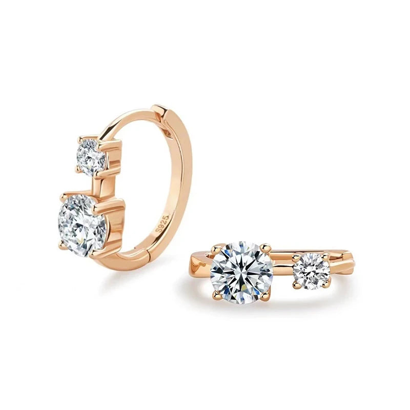 Lnngy 6.5mm Moissanite Earrings With Certificate Brinco Prata 925 Sterling Silver Hoop Earring For Women Korean Ear Jewerly