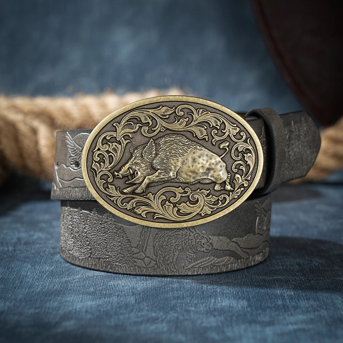 A casual, individual and retro belt, Western-style clothing accessory, metal buckle, PU belt, suitable for both men and women