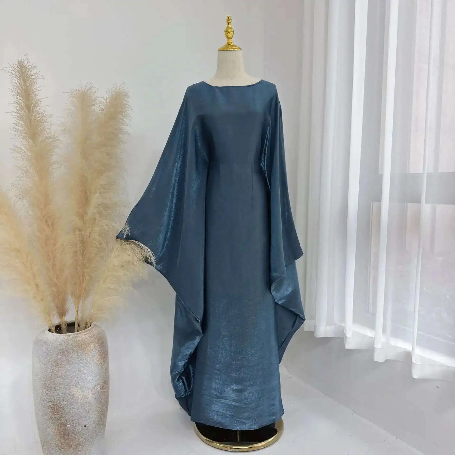 LANMREM Elegant Party Long Dress Women Many Colors Fashion Round Neck Batwing Sleeves Loose Dresses Fashion New Clothing 32C1950