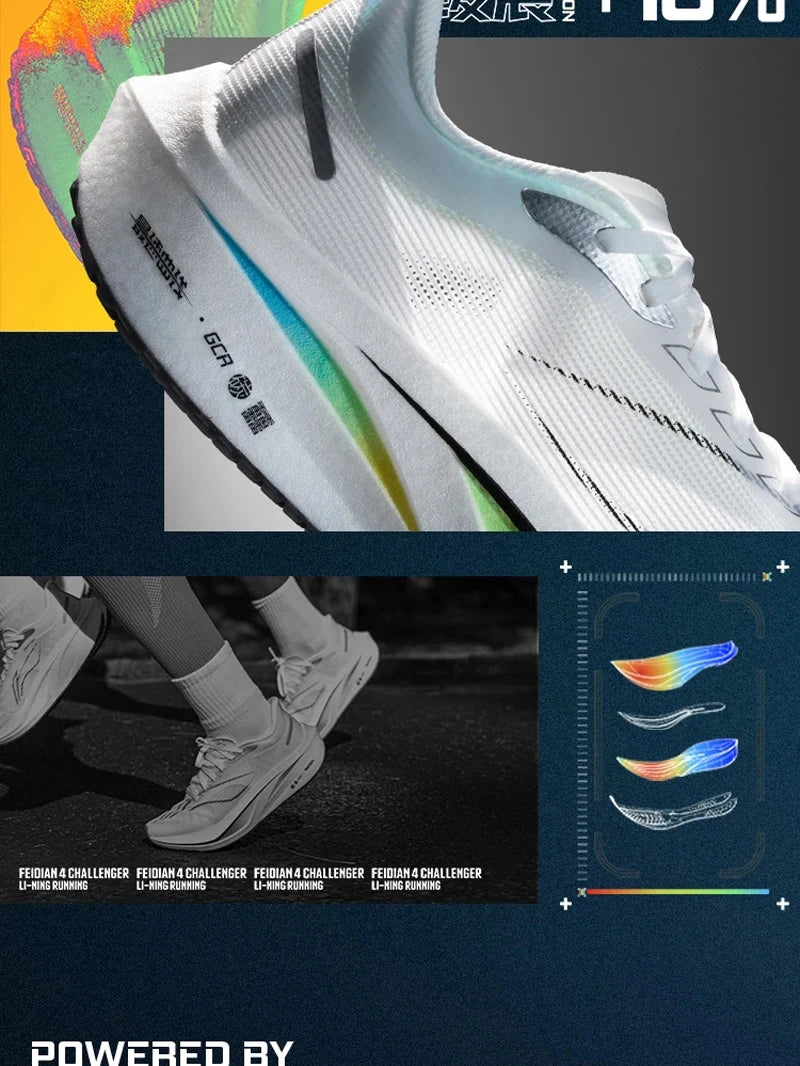 Li-Ning Men FEIDIAN 4 CHALLENGER Racing Running Shoes CARBON-FIBER PLATE BOOM Cushion Sport Shoes Breathable Sneakers ARMU005