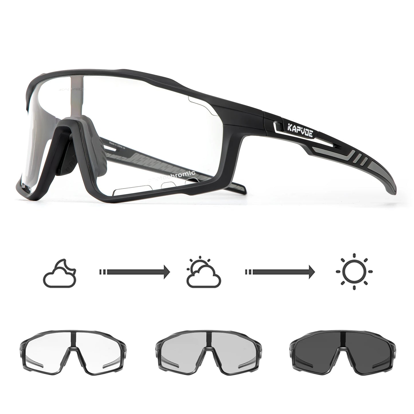 Kapvoe Outdoor Photochromic Sunglasses Anti-fog Cycling Glasses Bike Bicycle Men Women Sports Hiking MTB UV400 Anti-fog Goggles
