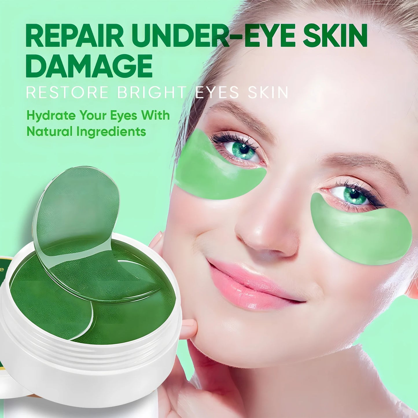 60pcs seaweed hyaluronic acid eye mask to remove dark circles collagen eye patch facial care products