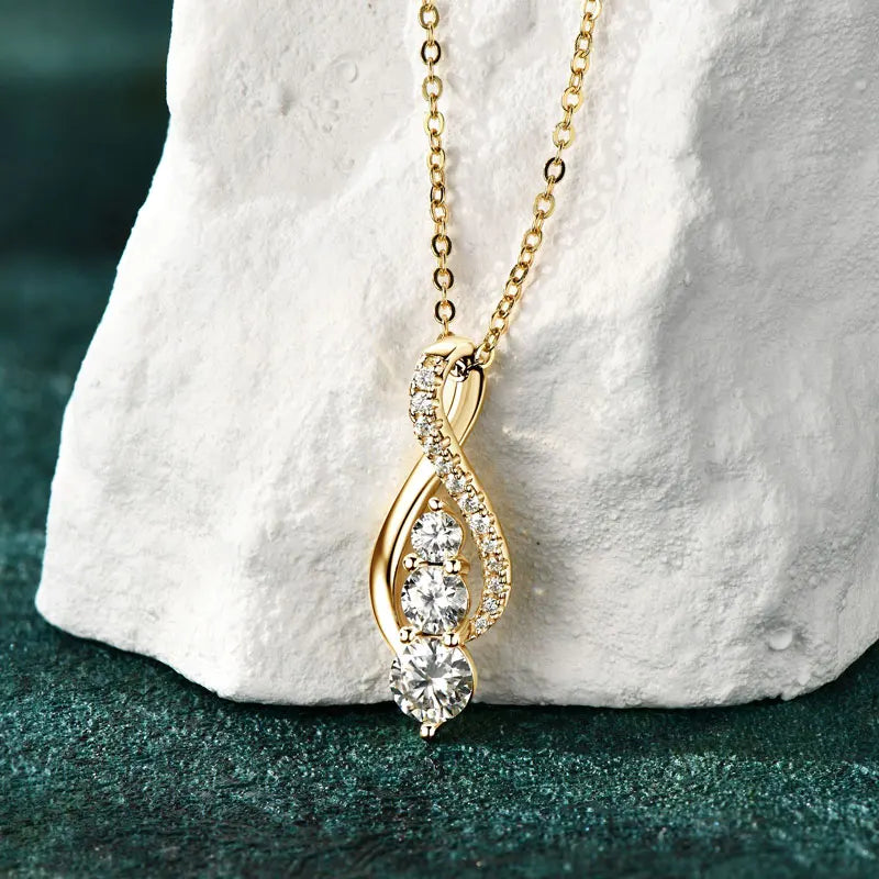 Lnngy 925 Sterling Silver Infinity Pendant Necklaces 5mm&4mm&3mm Moissanite Necklace for Couples Valentine's Day Jewelry Gift