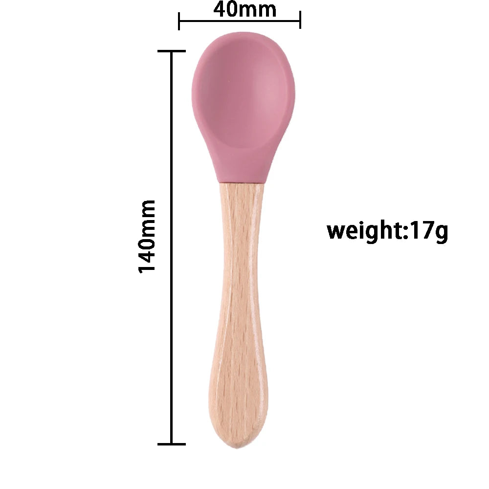14pcs Silicone Baby Tableware Set Food Children Supplementary Bowl Baby Dinner Plate Fork Spoon Bib Non-slip Bowl Drop-proof Bow