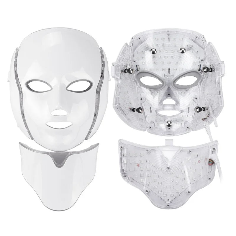 Led Face Neck Mask Light Therapy 7 Colors Photon Blue Red Light Maintenance Beauty Skin Rejuvenation Home Facial Skin Care Mask