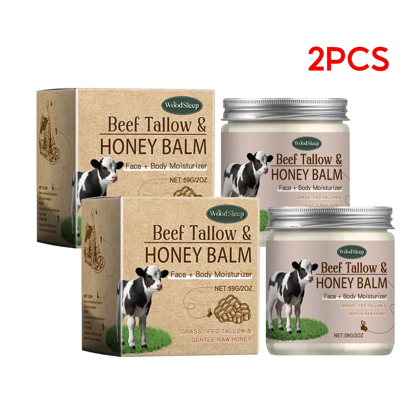 Organic Beef Tallow Honey Moisturizer Grass Fed Beef Tallow Face Cream Soothing Firm Increase Elasticity Whipped Smooth Lotion