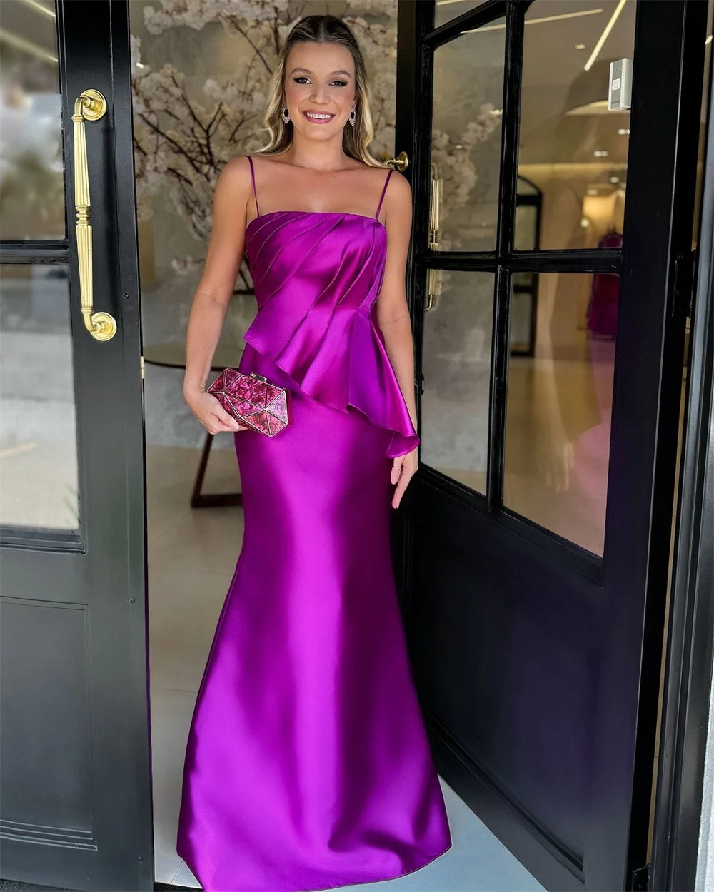 Mila Spaghetti Strap Mermaid Prom Dresses 2025 Sleeveless Evening Dresses Sexy Floor-Length Backless Customized Party Dresses