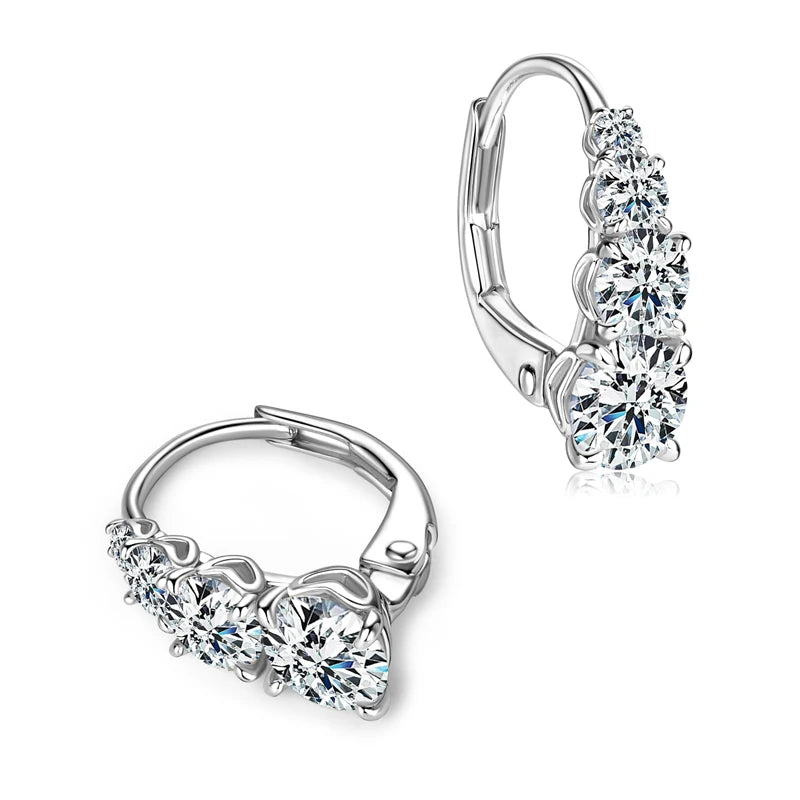 Lnngy Certified Moissanite Hoop Earrings 925 Sterling Silver 4 Stone Circle Earring For Women Ear Jewelry Pendientes Oorbellen