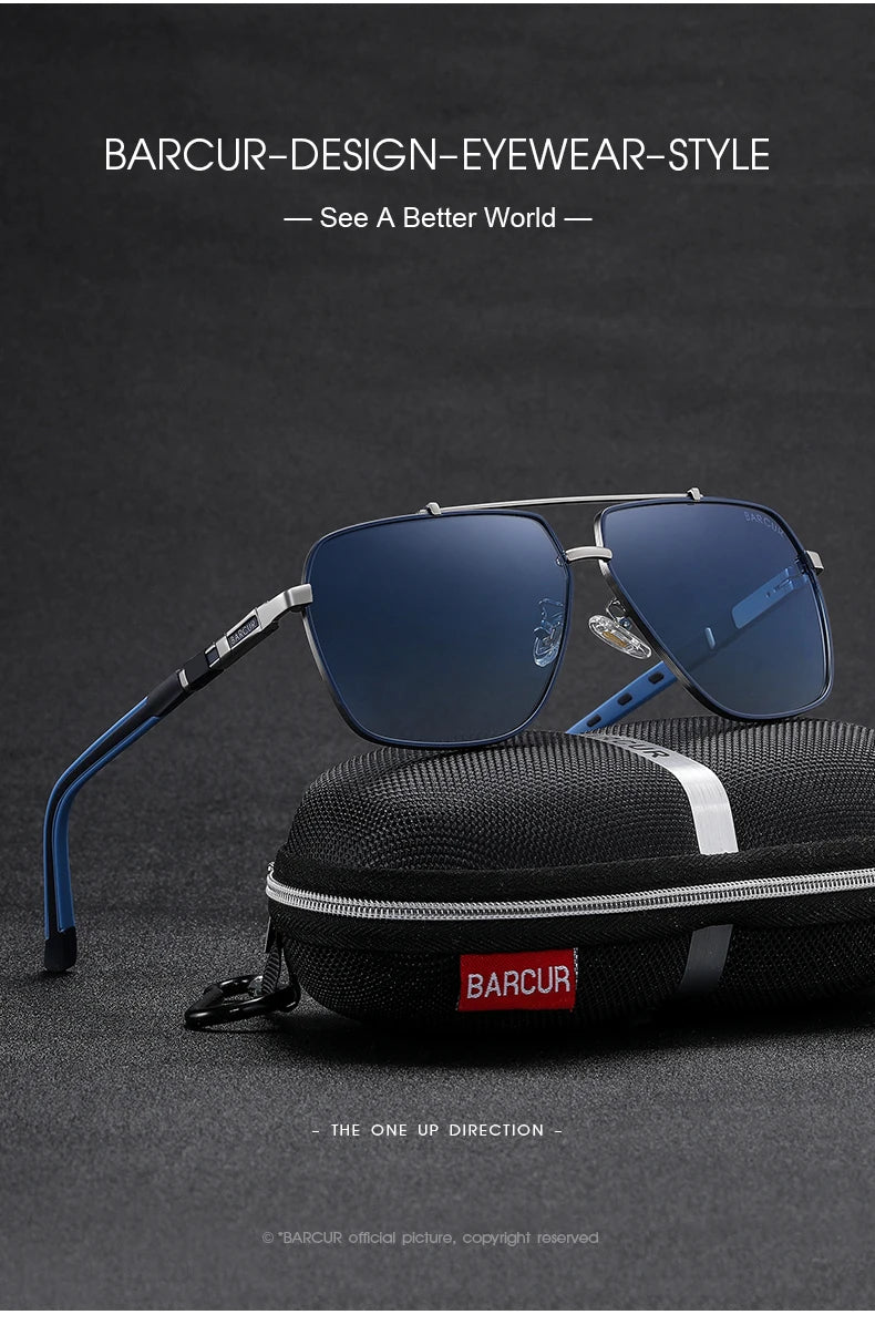 BARCUR Square Mens Sunglasses Polarized Driving Gradient Sun Glasses for Men UV400 Shades Eyewear Oculos Gafas De Sol