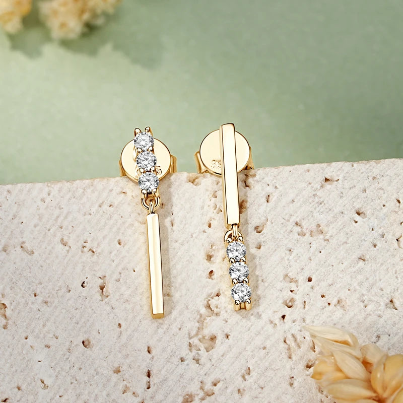 Lnngy Pendientes Plata 925 Sterling Silver Stud Earring for Women Mini 2mm Moissanite Earrings Fashion Tassel Jewelry Gift
